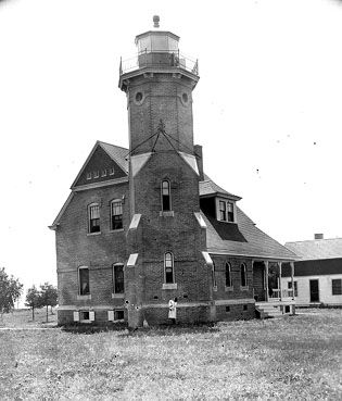 Black and white picture of the Squaw Island light from the US Coast Guard Archive