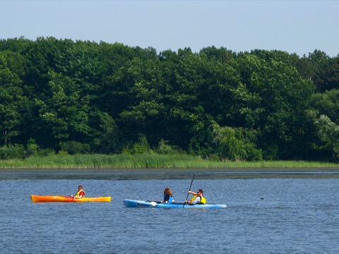Two Kayaks on the Kalamazoo River in Douglas, Michigan