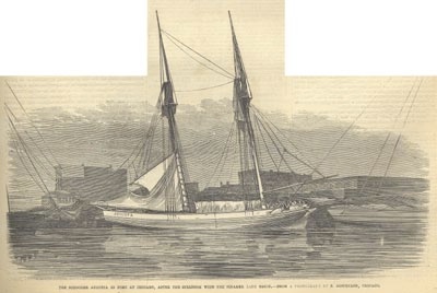Engraving of the Augusta a few days after the collision