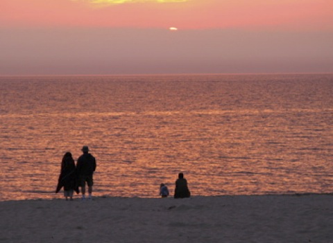 May sunset on a Lake Michigan beach