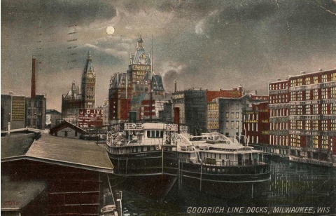 Postcard of the Goodrich Line Docks from OldMilwaukee.net