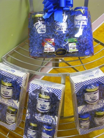 Jars of blueberry jelly, preserves and jam at The Blueberry Store  in South Haven, MI