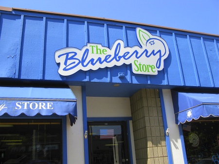 The Blueberry Store sign in downtown South Haven, MI