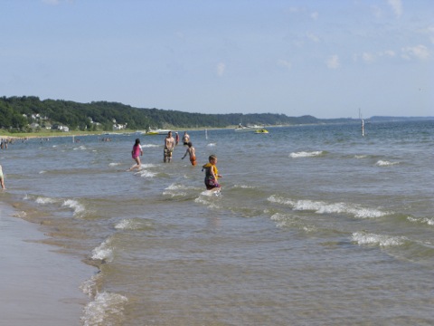 Bathers on the beach - Grand Haven, Michigan