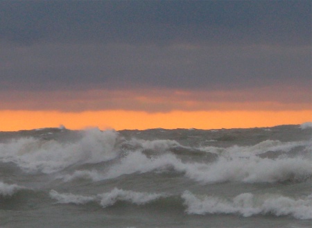 Stormy winter waves and sky - Lake Michigan