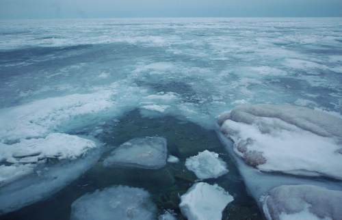 photo of ice on the lake