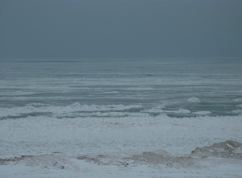 Icy Lake Michigan at South Haven, Michigan