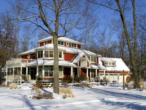 Grateful Red House in Winter