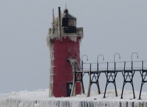South Haven Light with Ice