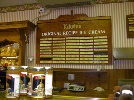 Kilwin's ice cream flavor board