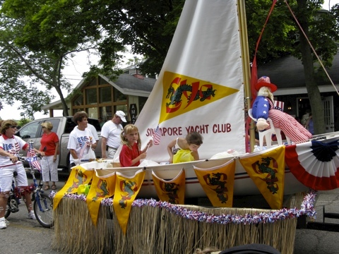 Singapore Yacht Club float in the 4th of July parade in Saugatuck, Michigan