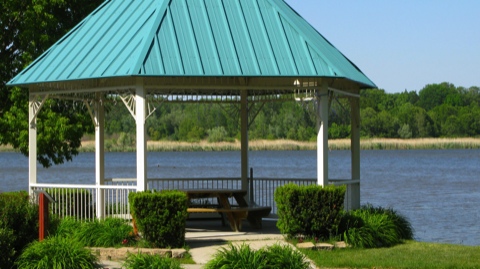 Gazebo on the river at Wade's Bayou in Douglas, Michigan