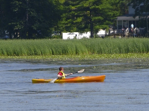 Kayaker on the Kalamazoo River in Douglas, Michigan