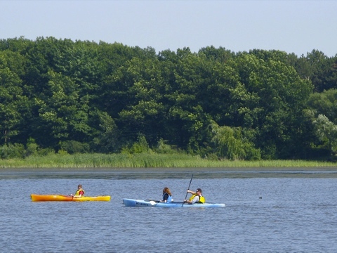 Two Kayaks on the Kalamazoo River in Douglas, Michigan