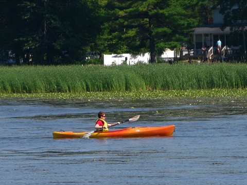 Kayaker on the Kalamazoo River in Douglas, Michigan