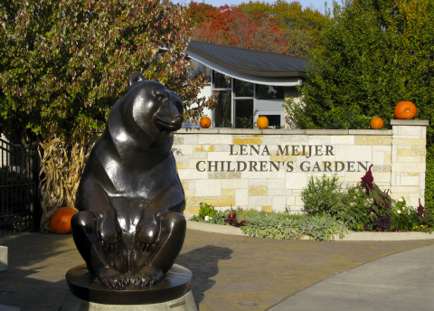 Bear sculpture outside the Lena Meijer Children's Garden in Grand Rapids, Michigan
