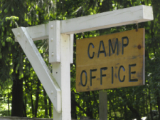 Camp Office sign at a west Michigan campground