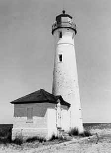 Crisp Point Lighthouse on the Lake Superior shoreline near Paradise, Michigan